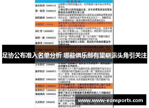 足协公布准入名单分析 哪些俱乐部有望崭露头角引关注